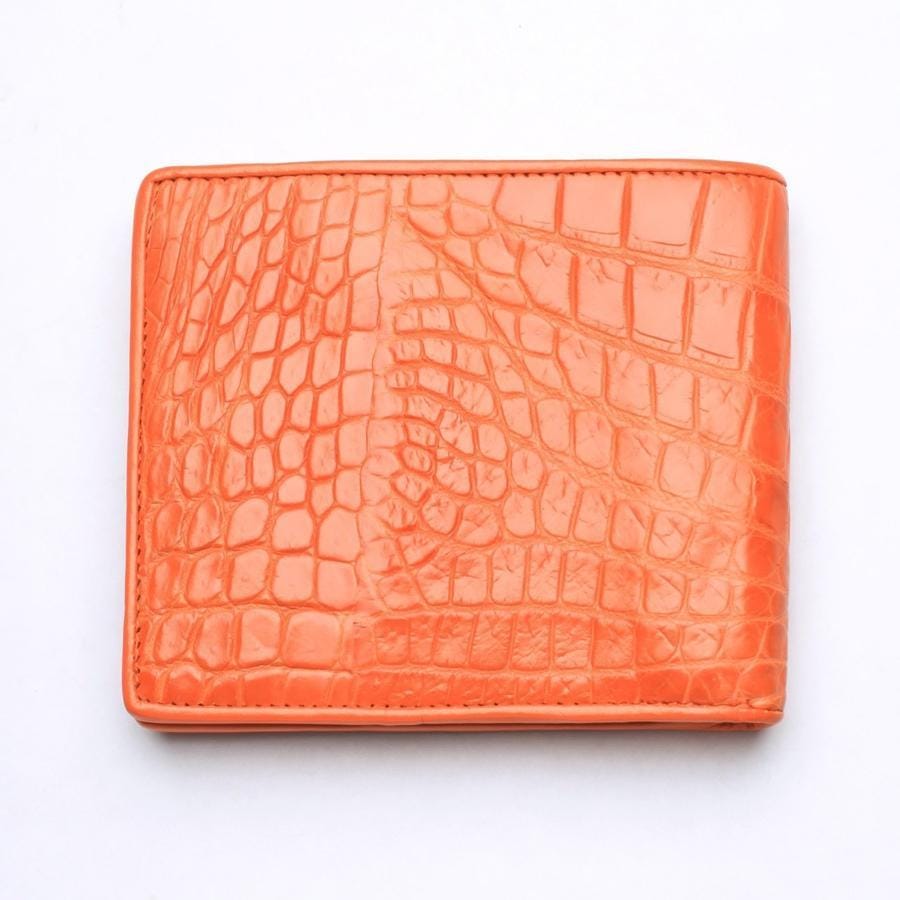Premium Orange Crocodile Leather Men's Bifold Wallet - Stylish & Durable RFID Blocking Wallet for Everyday Use, Travel & Business (Gift for Men)