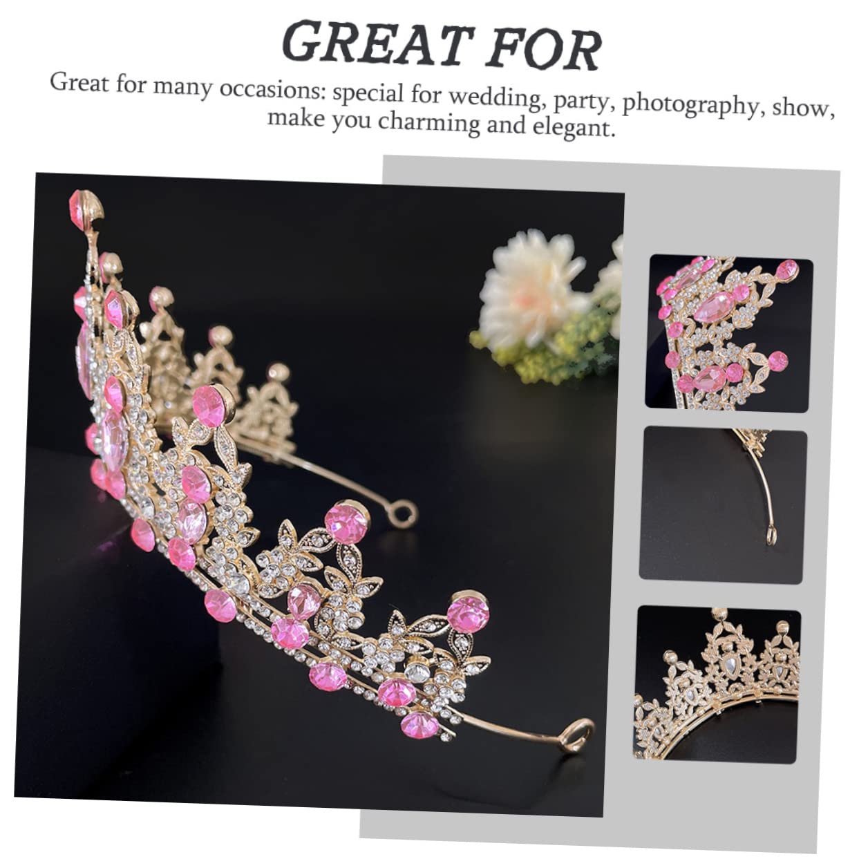 2pcs Elegant Rhinestone Tiara Crown Headpiece for Women - Wedding, Birthday, Bridal Hair Accessories - Goddess Headdress for Princess Bride, Party & Special Occasions