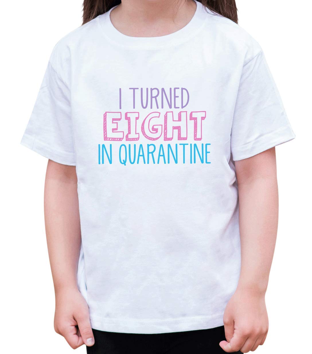7 Ate 9 Apparel Girls' 8th Birthday T-Shirt - Cute Quarantine Outfit for Birthday Celebrations at Home
