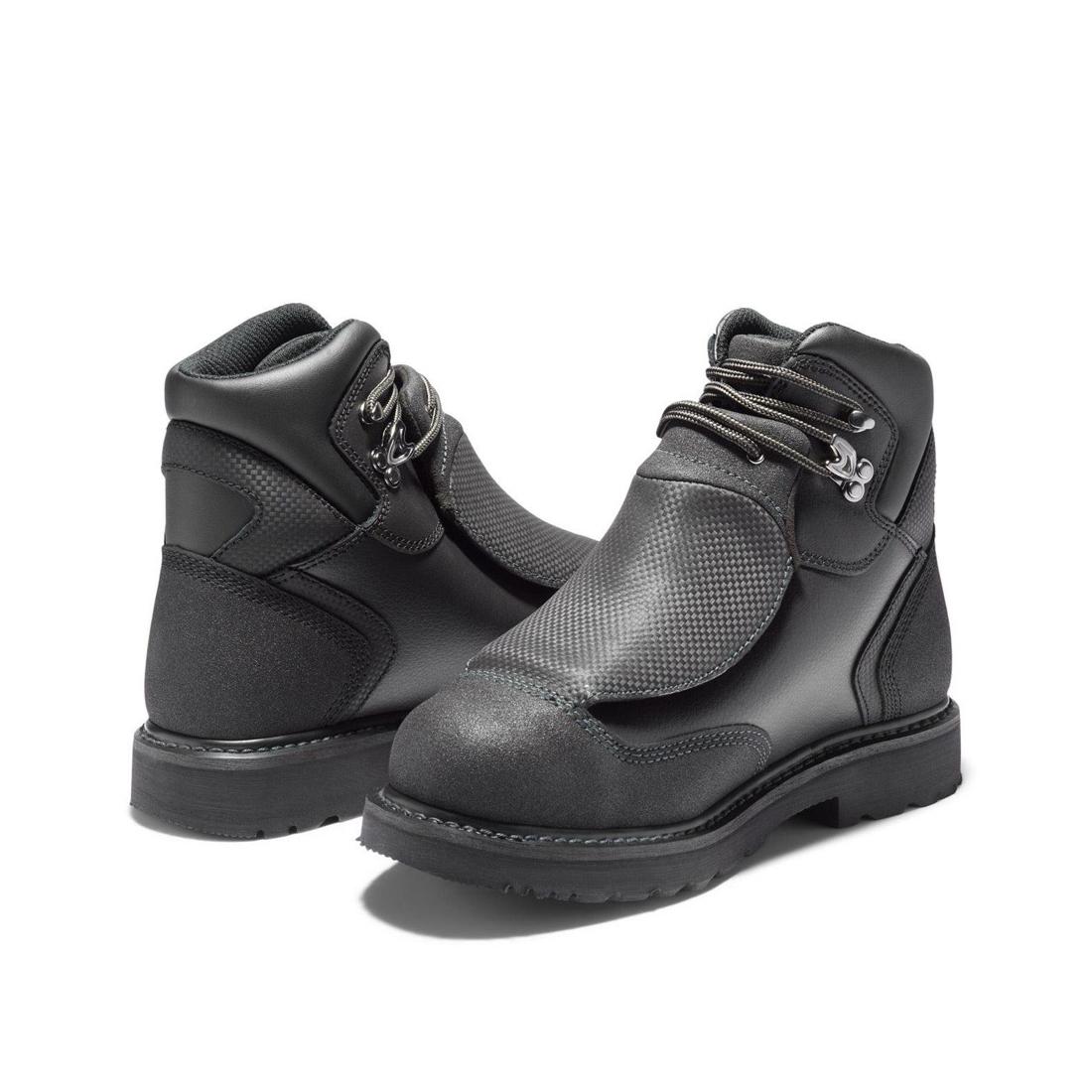 6 Inch Steel Toe Work Boots for Men - Black External Met Guard Safety Shoes | Heavy Duty Construction, Warehouse & Industrial Work Boots for Workplace Protection