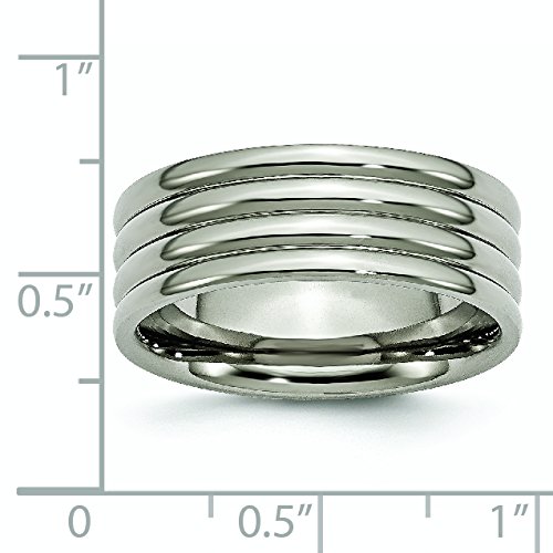 8mm Polished Titanium Grooved Wedding Band Ring for Men - Durable & Comfortable for Everyday Wear, Anniversary & Special Occasions