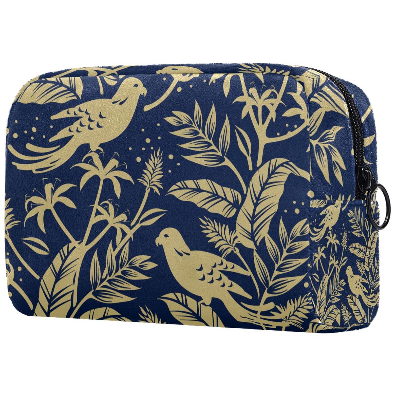 Blue Birds Makeup Bag - Travel Cosmetic Case with Brush Holder, Professional Portable Makeup Organizer for Storage | Perfect for Travel, Gym & Daily Beauty Routine