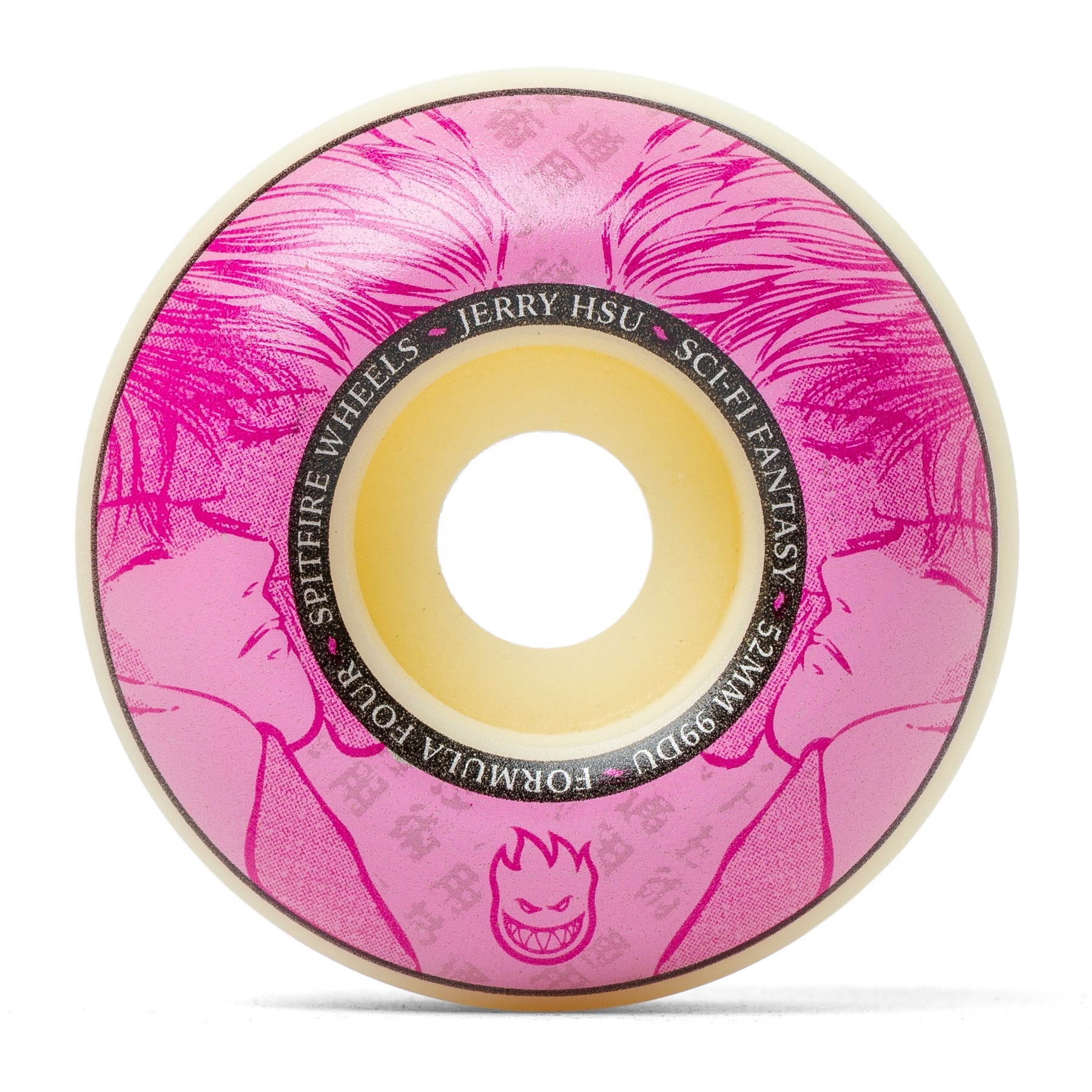 F4 Classic 99 Jerry Hsu Wheels 52mm Pink/White - Premium Sci-Fi Fantasy Skateboard Wheels for Street & Park Skating