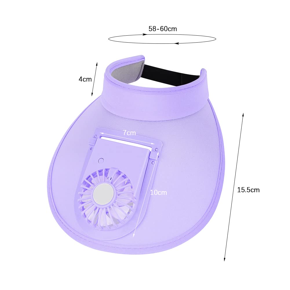 USB Rechargeable Sun Visor Hat with Cooling Fan - UPF50+ Wide Brim Sun Protection Hat for Women & Men - Perfect for Beach, Golf, Hiking and Outdoor Activities