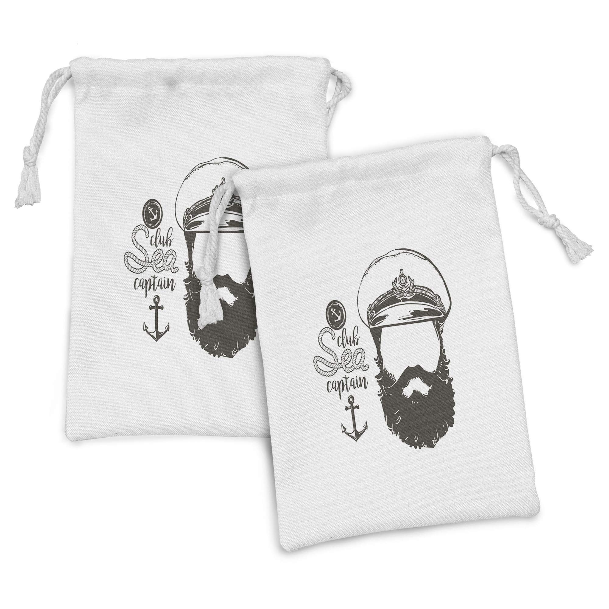 Ambesonne Anchor Fabric Pouch Set of 2 - Vintage Nautical Drawstring Bags for Toiletries, Masks & Party Favors (9