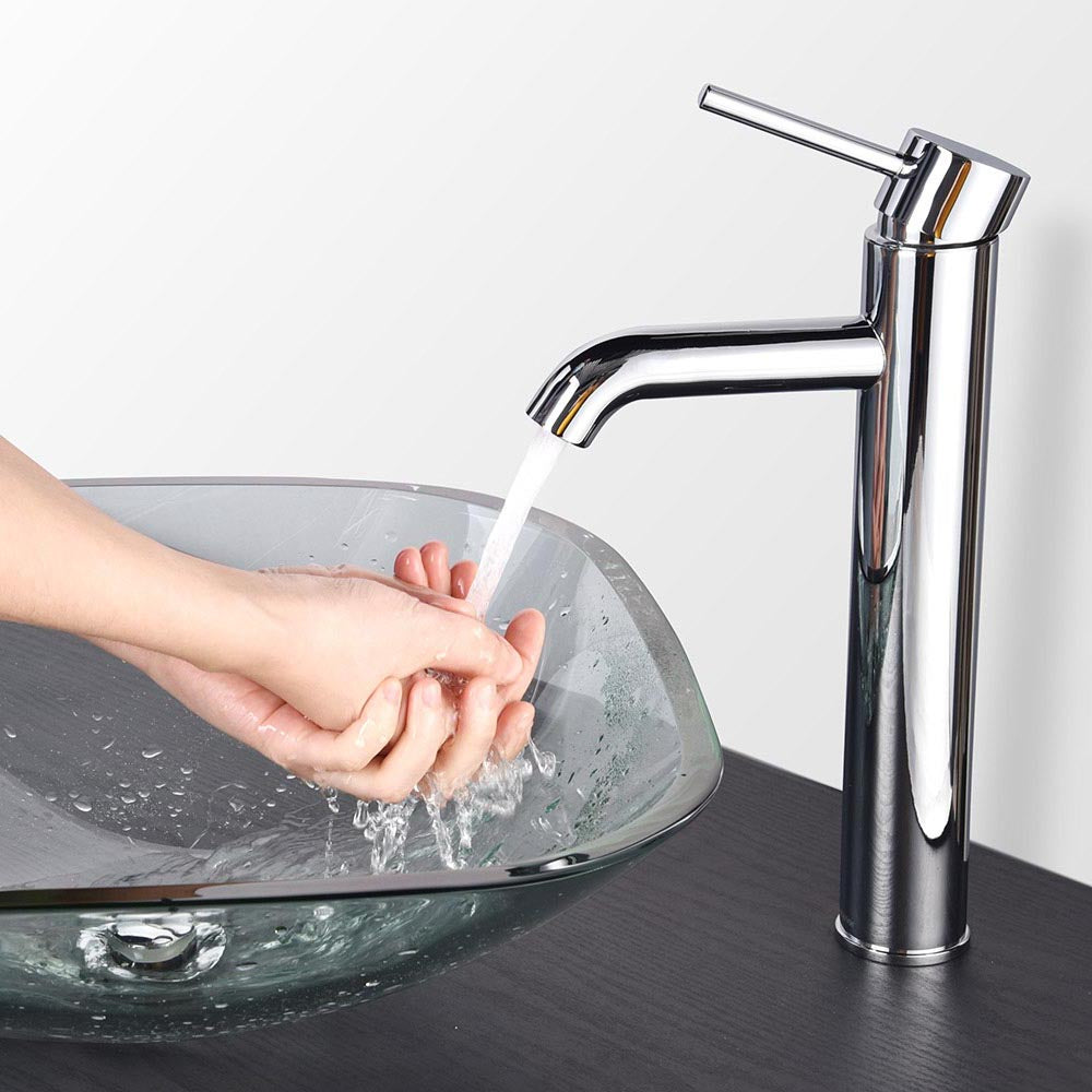 16 Inch Square Glass Vessel Sink - Modern Bathroom Vanity Basin for Contemporary Homes | Perfect for Guest Bathrooms, Powder Rooms & Spa Retreats