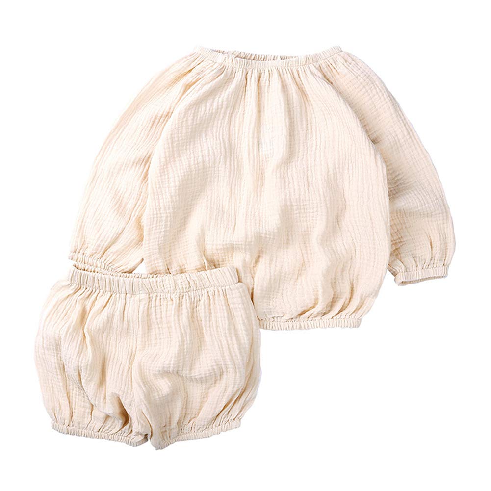 Toddler Shorts Set for Baby Boys & Girls - 2-Piece Cotton Linen Long Sleeve Shirt + Bloomers Outfit | Soft & Comfortable Playwear for Daily Wear, Photo Shoots & Special Occasions