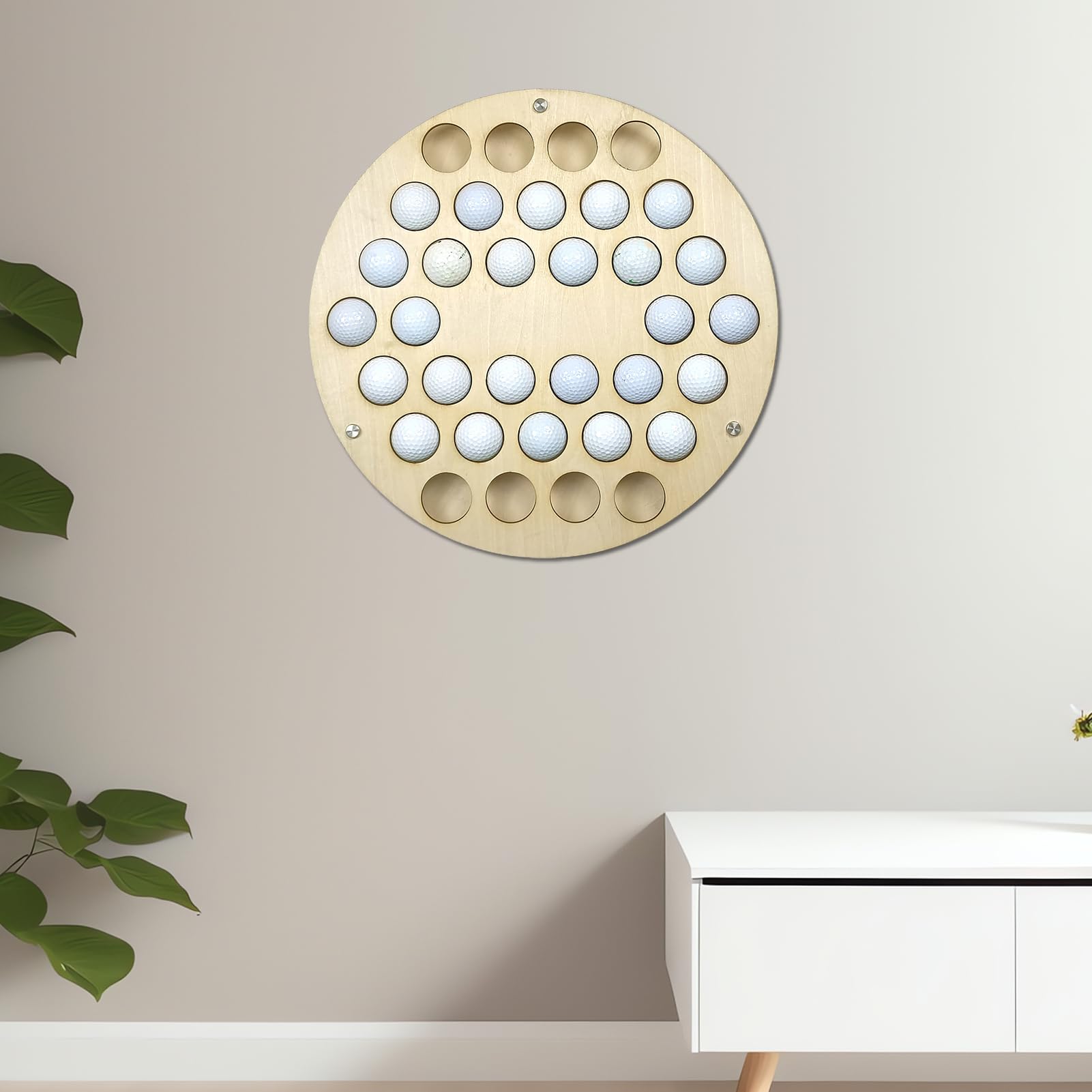 34-Hole Wooden Golf Ball Storage Rack - Wall Mounted Golf Ball Holder Shelf with Farmhouse Style, Flexible Floating Shelves for Living Room, Bedroom & Study | Perfect Golf Accessory Organizer for Home Decor & Sports Enthusiasts