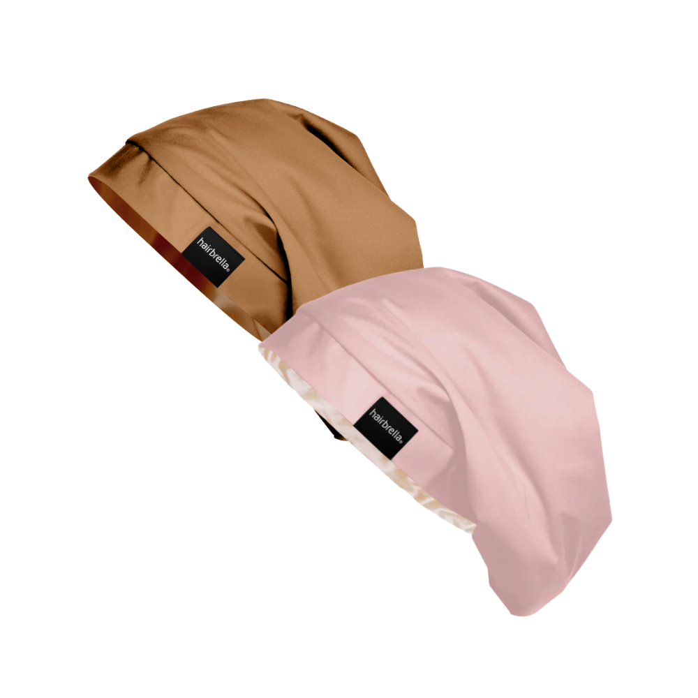 Hairbrella Satin Lined Sleep Cap for Curly & Natural Hair - 2 Pack Bundle | Soft & Breathable Night Cap for Hair Protection & Moisture Retention | Perfect for Bedtime, Travel & Salon Visits