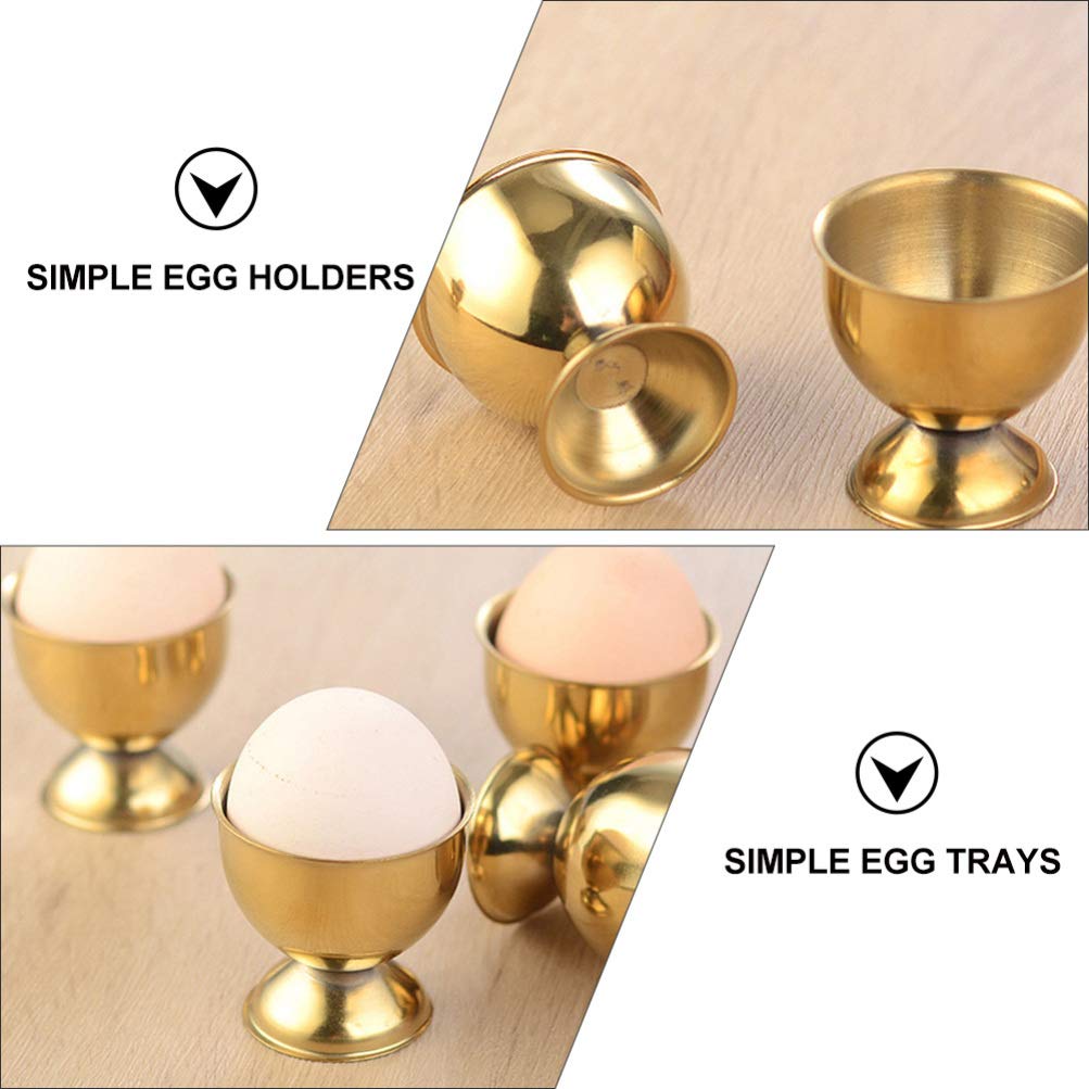 DOITOOL 4-Piece Golden Stainless Steel Egg Cup Holders - Elegant Metal Egg Stand Trays for Soft/Hard Boiled Eggs - Perfect Breakfast Kitchen Tool for Easter Brunch, Hotel Buffets & Family Dining