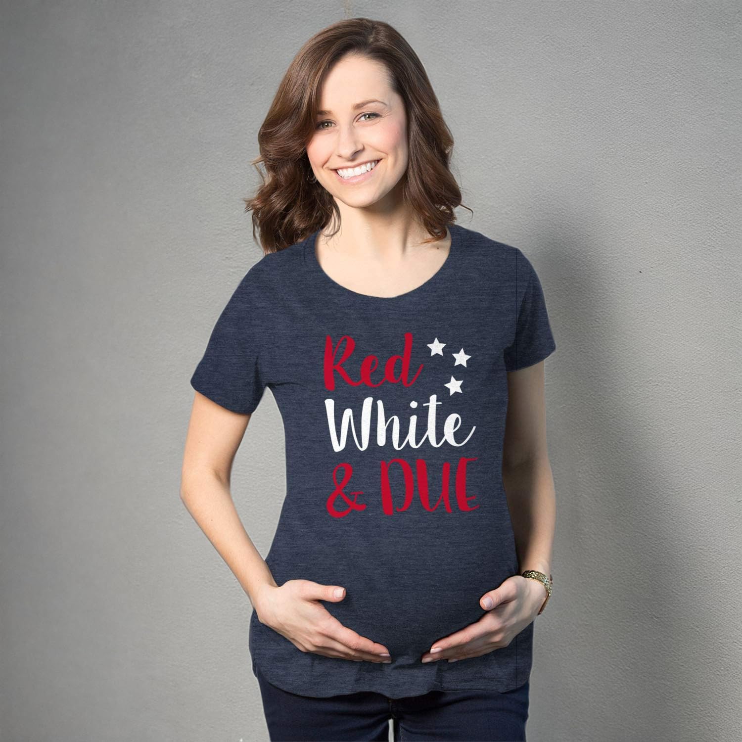 Stylish Maternity T-Shirt for Pregnancy - Red White & Blue Patriotic Baby Bump Tee | Comfortable & Cute Maternity Wear for 4th of July, Baby Showers & Gender Reveals