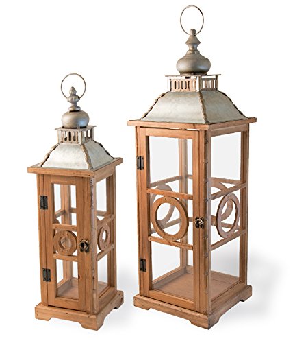 Boston International Decorative Lanterns - Set of 2 Bamboo Beauty Outdoor/Indoor Hanging Lights for Patio, Garden, Porch & Home Decor
