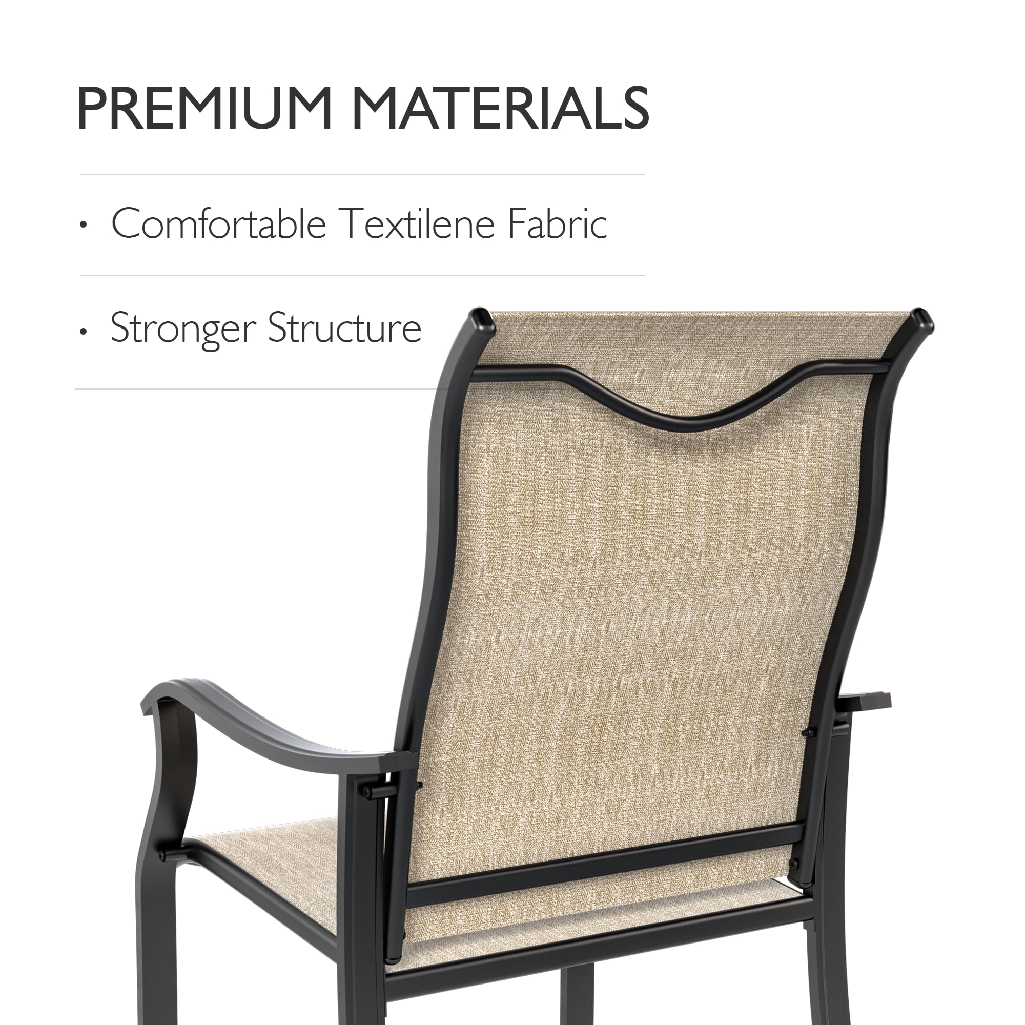 6-Piece UDPATIO Outdoor Dining Chair Set - High Back Textilene Patio Chairs with Armrests, Sturdy Metal Frame for Garden, Backyard, Deck (Brown) - Perfect for Outdoor Entertaining, BBQs & Poolside Relaxation