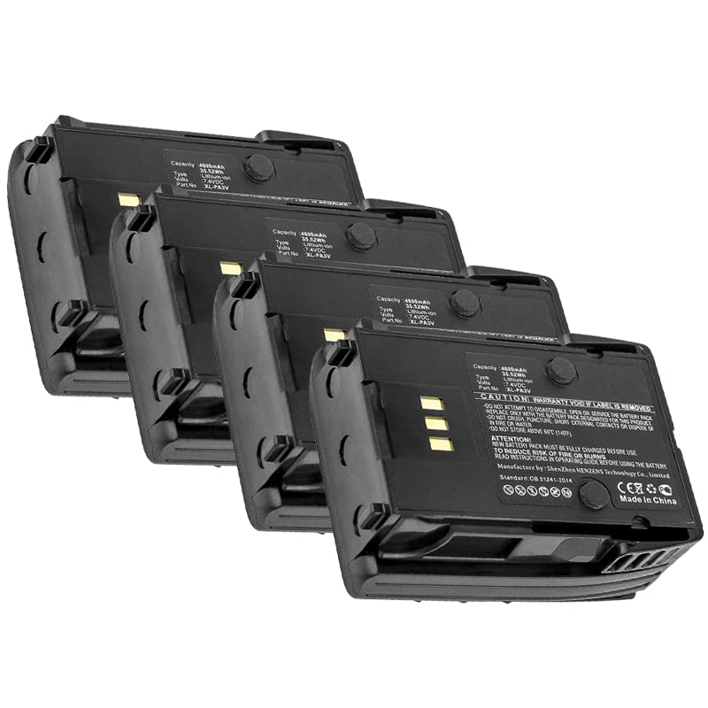 Synergy Digital 2-Way Radio Batteries (4-Pack) - 4800mAh Li-ion 7.4V Replacement for Harris XL-PA3V & 14035-4010-04 - Long Lasting Power for Emergency Communication, Security, Construction & Outdoor Activities