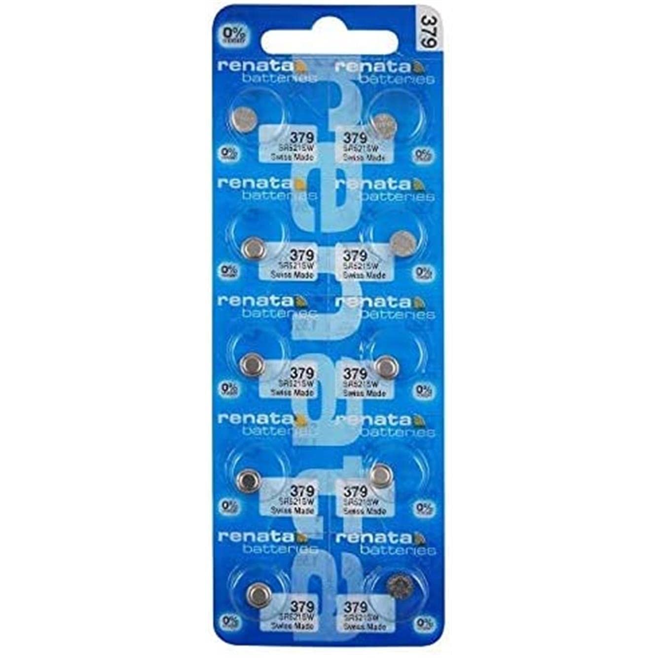 Renata 379 (SR521SW) 10-Pack Silver Oxide Watch Batteries - Long-Lasting Power for Watches, Calculators & Small Electronics