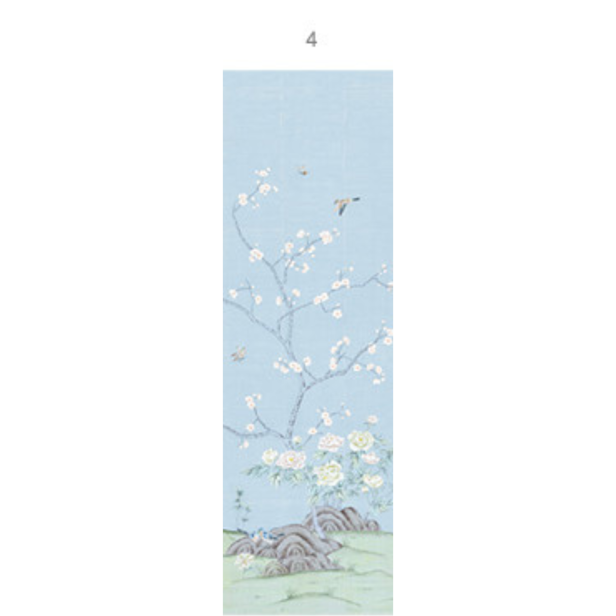 Belva Chinoiserie Mural Wallpaper Panels - Hand-Painted Asian-Inspired Floral Wall Decor for Living Room, Bedroom & Dining Area