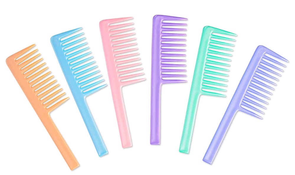 Ghelonadi Professional Wide Tooth Detangling Hair Comb for Curly, Long & Wet Hair - 3 Pack Colorful Hair Styling Tools for Salon, Home & Travel Use