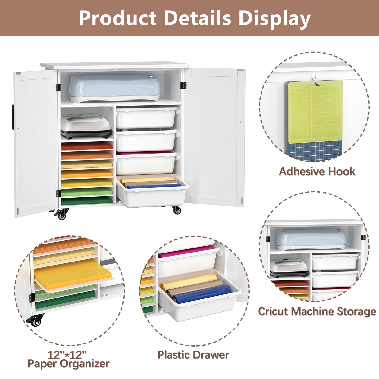 GDLF Rolling Craft Cart with Storage Drawers - 31.6