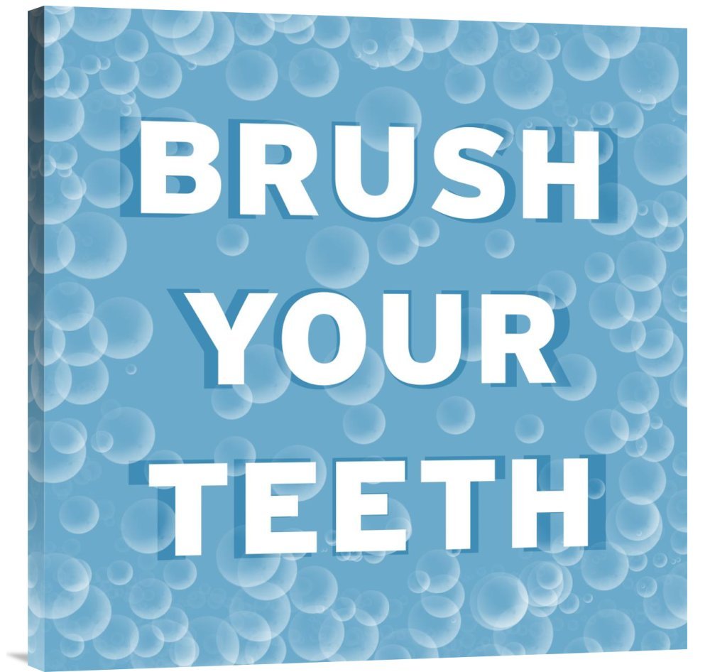 Budget Bathroom Wall Art - Brush Your Teeth & Bubbles Canvas Print - Modern Gallery Wrap Giclee for Bathroom Decor - Perfect for Home, Office & Spa Decorations