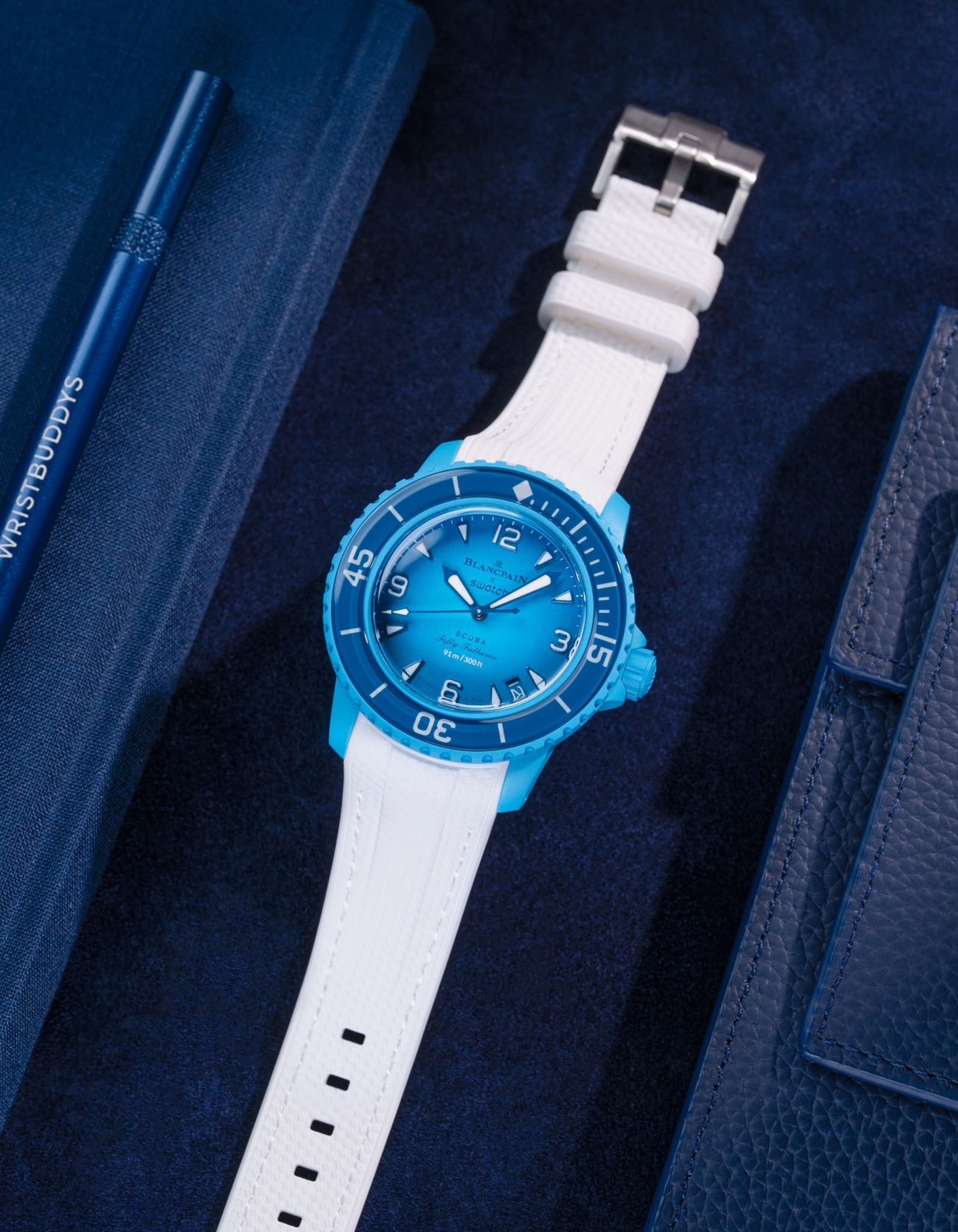 Premium Rubber Watch Strap for Blancpain x Swatch Blue Lagoon - Durable & Comfortable Replacement Band for Swimming, Diving & Everyday Wear