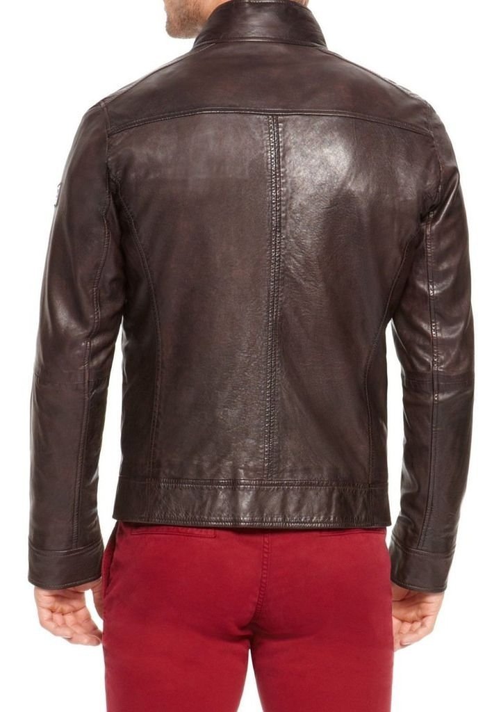 Premium Genuine Leather Biker Jacket for Men - Classic Brown Motorcycle Jacket - Stylish & Durable for Riding, Casual Wear & Outdoor Adventures