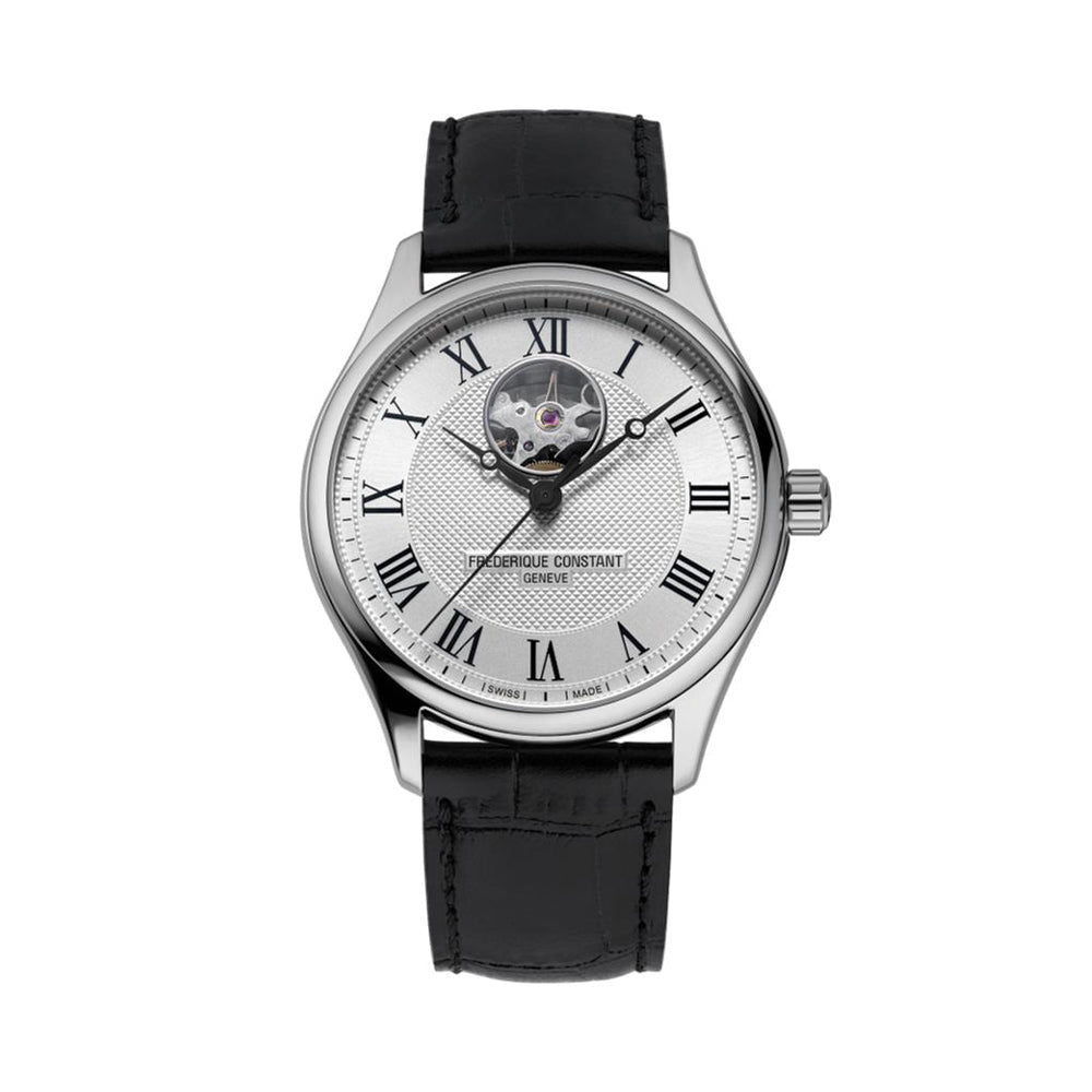Classic Heartbeat Automatic 40mm Silver Watch with Genuine Leather Strap - Perfect for Business, Casual Wear & Special Occasions