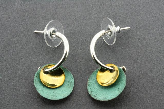 Patina Copper & Brass Disc Earrings - Handmade Boho Jewelry for Women - Perfect for Casual Wear, Parties & Gifts