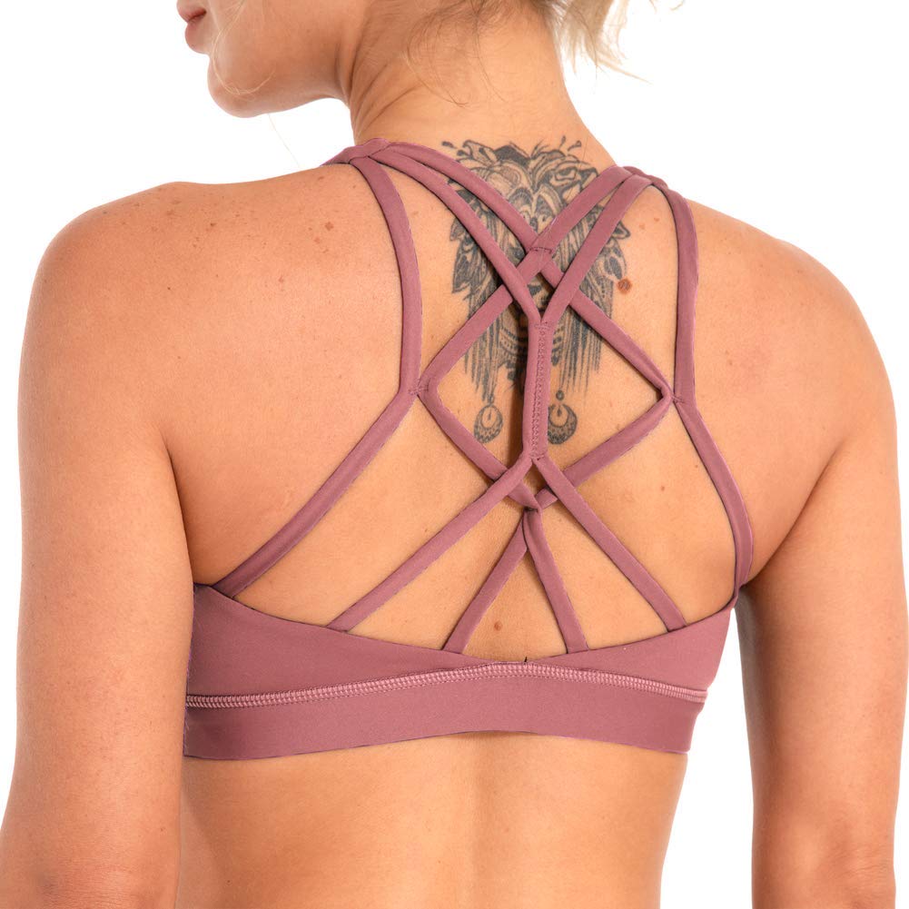Women's Padded Sports Bras - Low Support Criss Cross Back for Yoga & Workouts