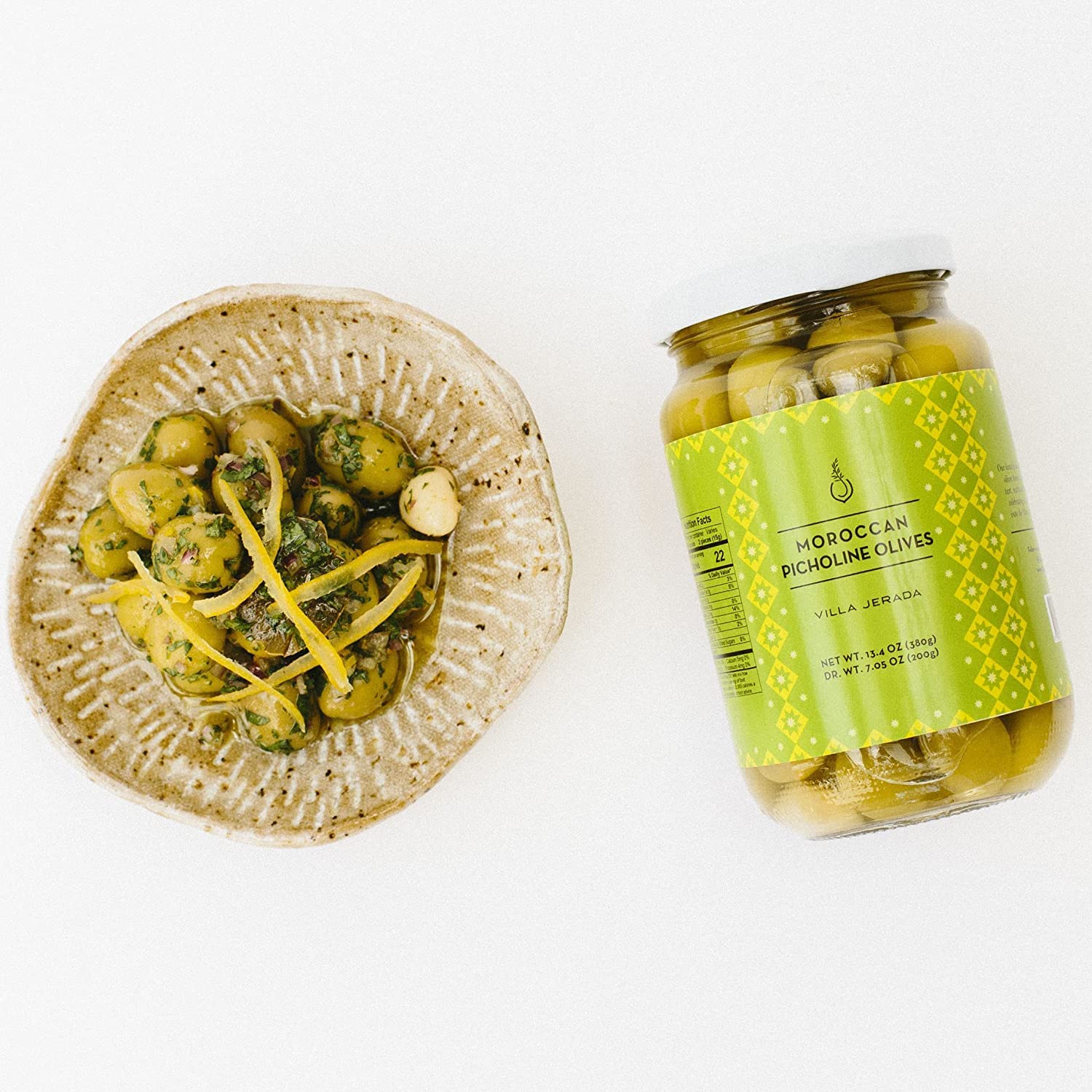 Organic Moroccan Picholine Olives with Preserved Lemons & Pits - 13.4 oz (Pack of 2) - Premium Flavor & Firm Texture - Perfect for Charcuterie Boards, Mediterranean Recipes & Gourmet Gifts