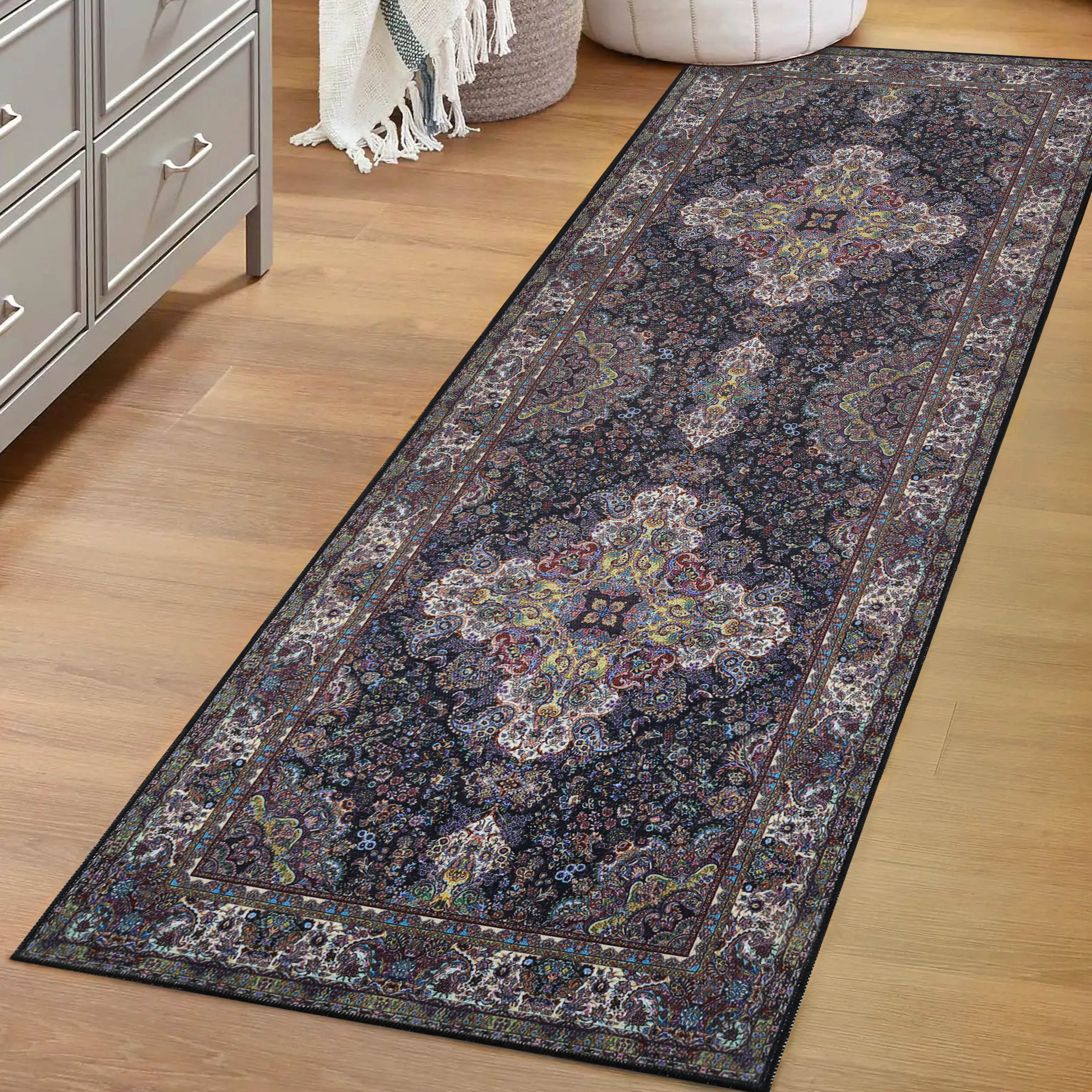 Flamingo Medallion Machine Washable Indoor Area Rug - Non-Slip Soft Living Room Carpet Runner for Bedroom, Hallway & Entryway Decor