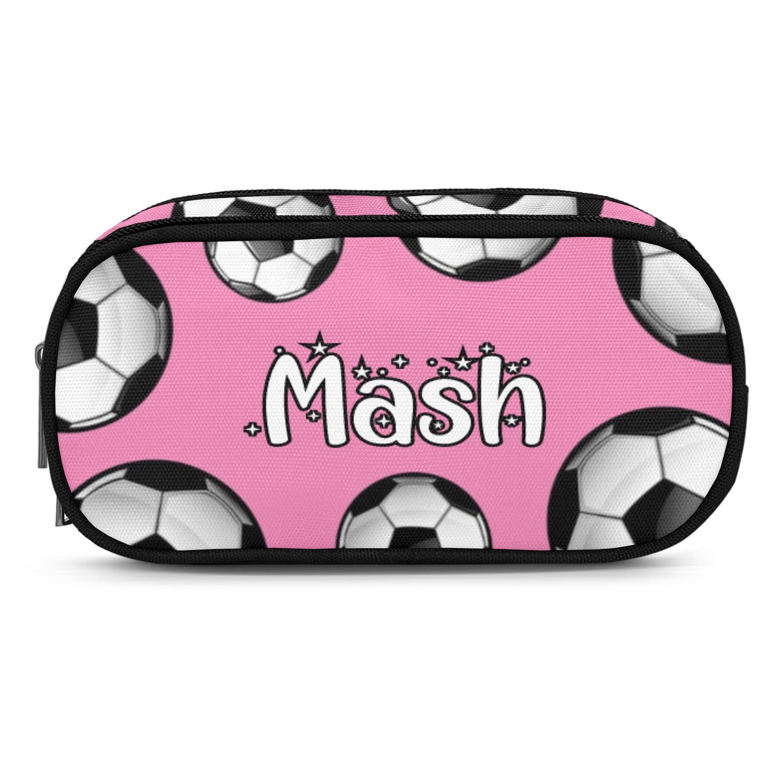 Personalized Pink Soccer Ball Pencil Case for Students - School & Office Use