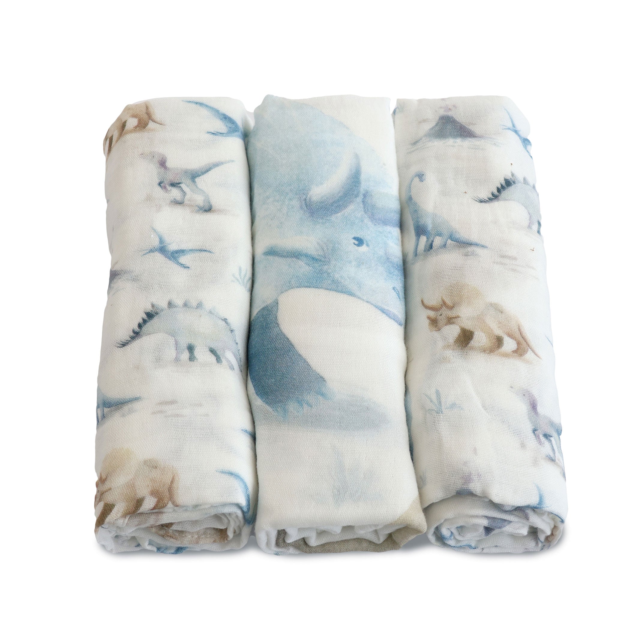 Jurassic Bamboo 3-Pack Muslin Baby Swaddle Blankets - Soft & Breathable for Newborns, Infants - Perfect for Swaddling, Nursing, Stroller & Car Seat Covers