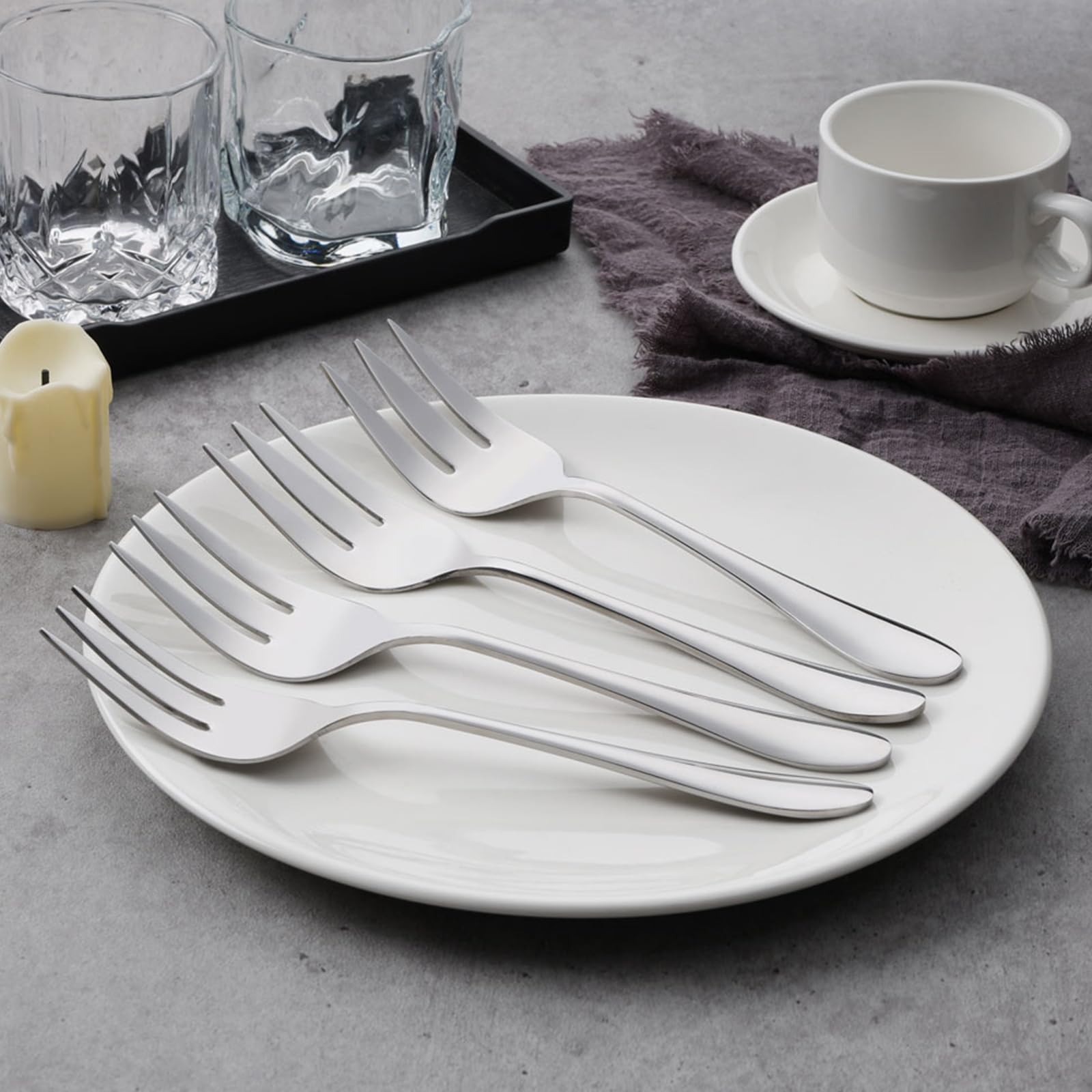 Premium Stainless Steel Serving Forks Set - 4-Piece Metal Hostess Utensils for Meat, Catering, Buffet, Party, Kitchen & Restaurant - Non-Toxic & Dishwasher Safe - Perfect for Dinner Parties, BBQ, Wedding Buffets & Professional Catering