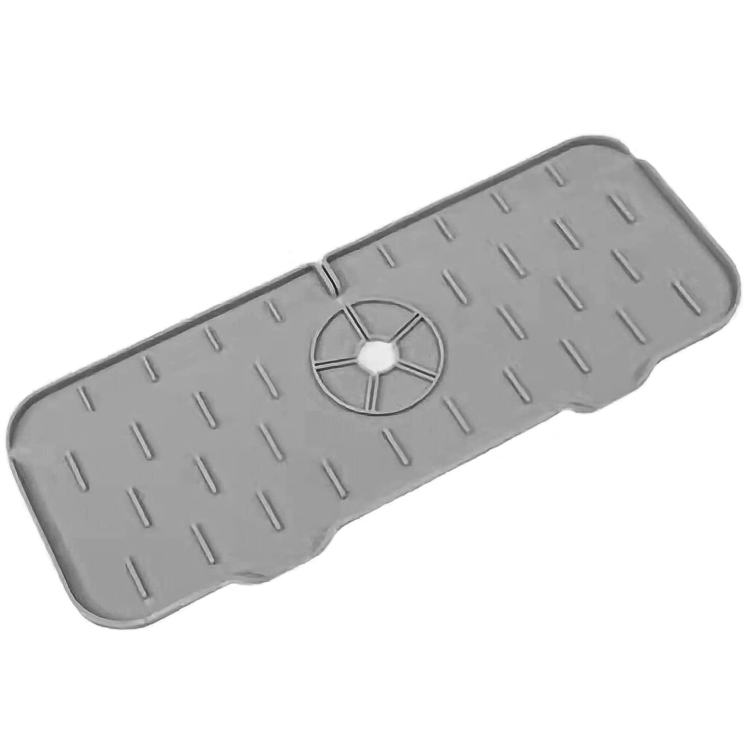 **Silicone Kitchen Sink Splash Guard - Faucet Drip Catcher Tray, Soap Dispenser & Sponge Holder Mat for Countertop - Non-Slip Sink Protector for Kitchen & Bathroom (Grey) - Perfect for Preventing Water Spills & Organizing Essentials**