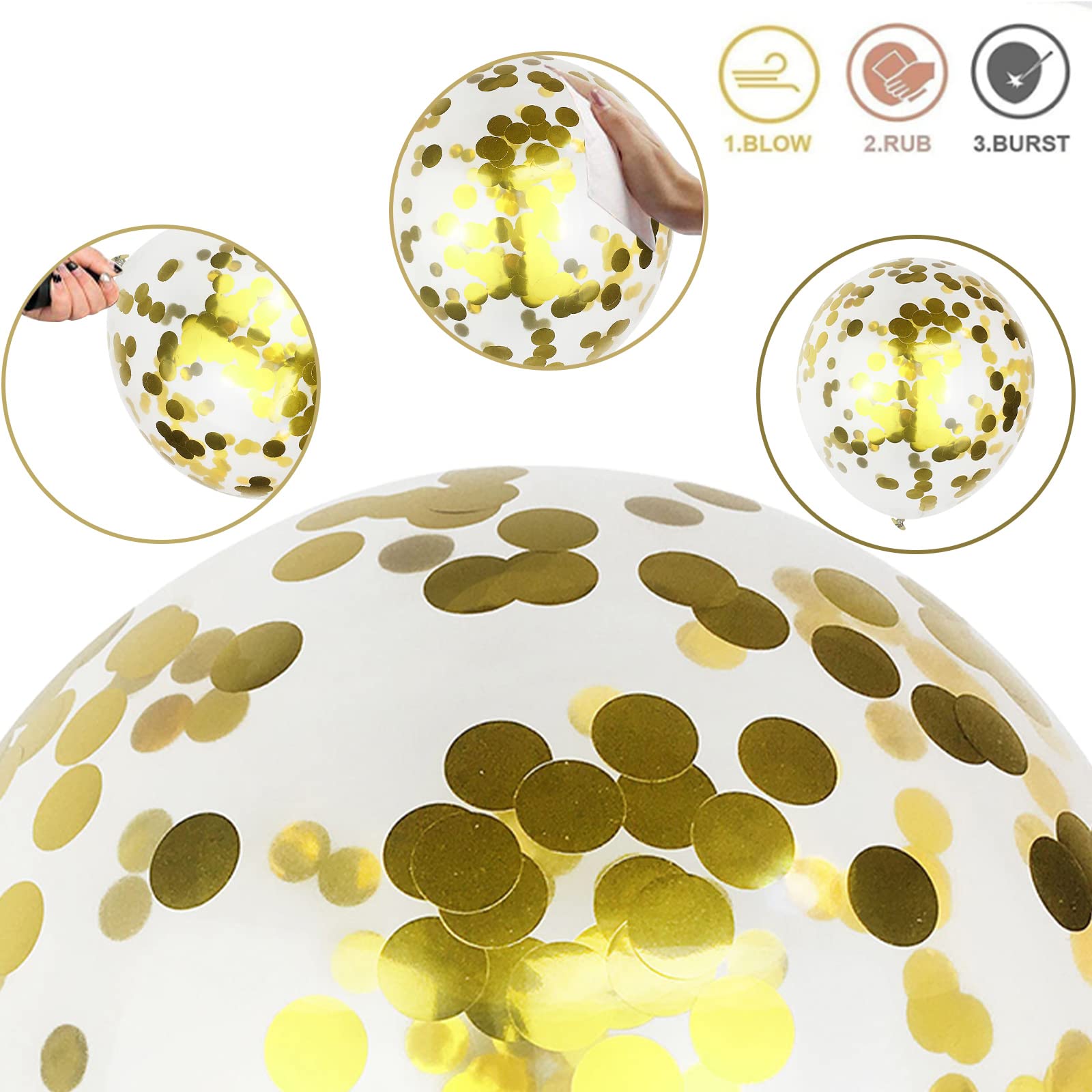 60PCS Black & Gold Metallic Latex Balloons - Chrome, Pearly & Confetti Balloons for Birthday, Wedding, Baby Shower & Anniversary Party Decorations - Elegant Balloon Garland & Backdrop for Special Events