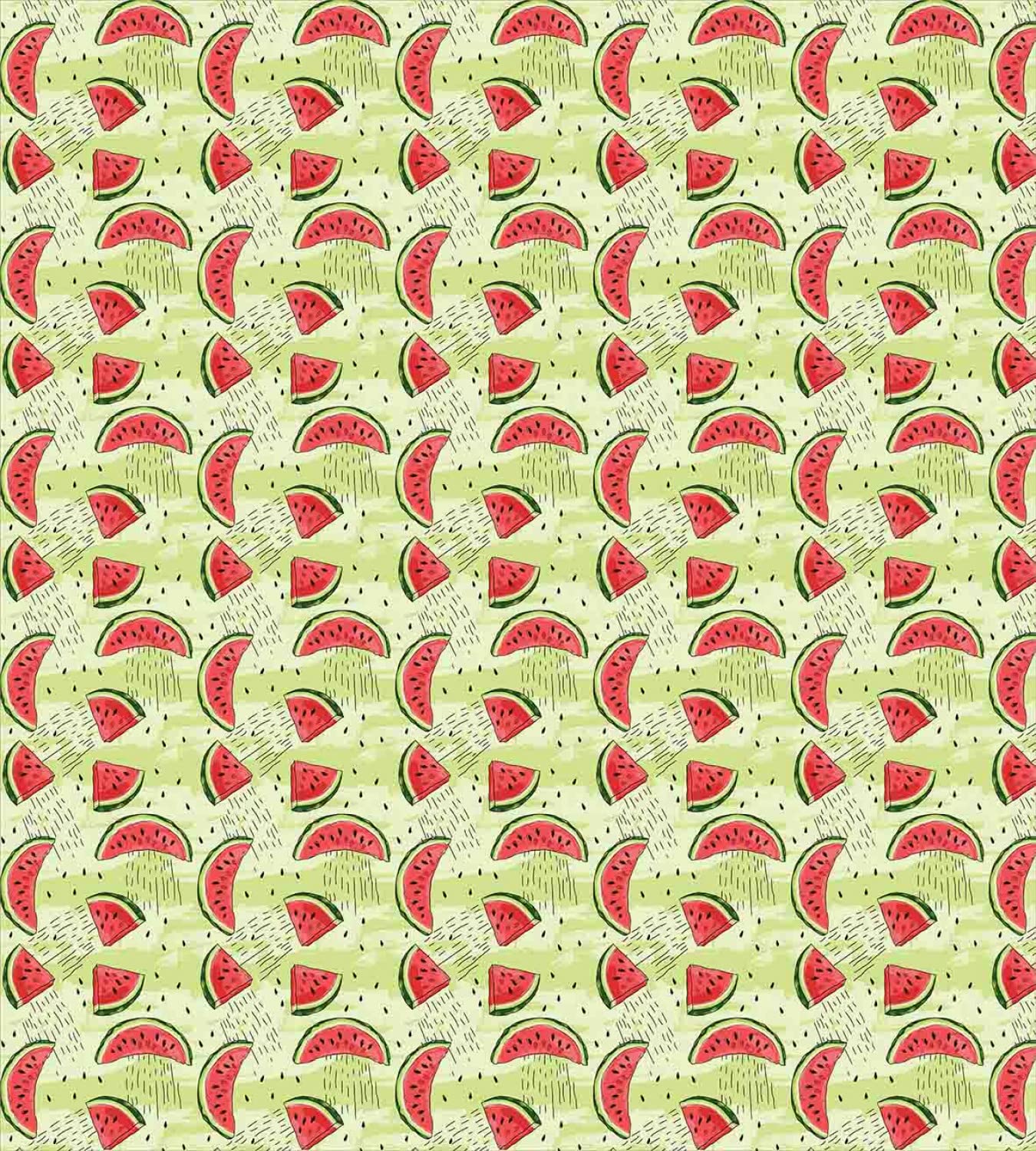 Lunarable Watermelon Duvet Cover Set - 2 Pack Queen Size Summer Fruit Pattern Bedding with 2 Duvet Covers & 4 Pillowcases - Dark Coral & Pale Green - Perfect for Summer Bedroom Decor & Guest Room Refresh