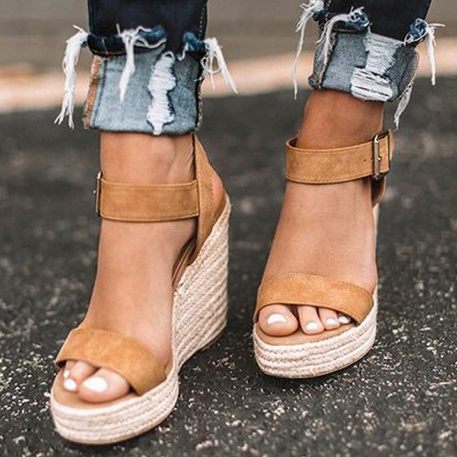 UTIKLIOU Women's Platform Wedge Sandals - Open Toe Summer Casual Heels for Beach, Vacation & Everyday Wear