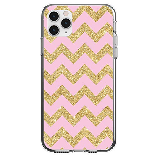 Pink & Gold Print - Chevron Pattern On Clear Case