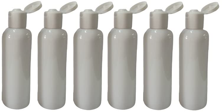50ml Milky White Flip Top Cap PET Plastic Bottles - Leak Proof Squeeze Containers for Cosmetics, Travel, DIY & Essential Oils (Pack of 6) | Perfect for Toiletries, Skincare & Haircare Products