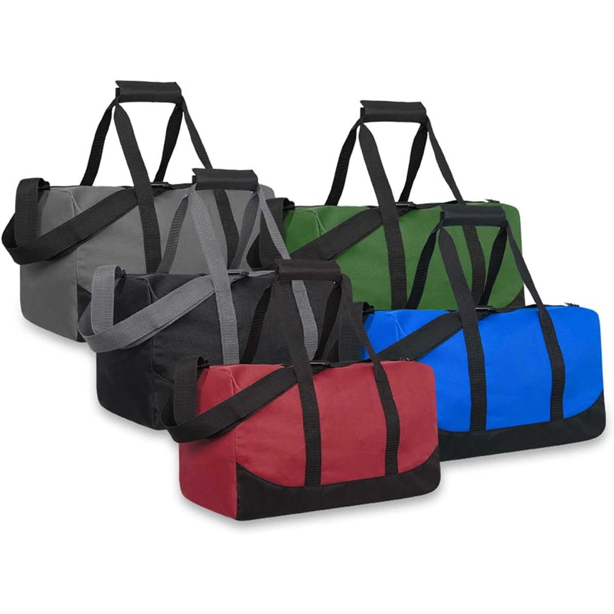 24 Pack Bulk Duffle Bags Wholesale - Assorted Colors for Homeless Shelters, Sports Teams, Foster Kids & Travel - Durable Gym Bags for School, Camping, Sports Gear Storage & Charity Donations