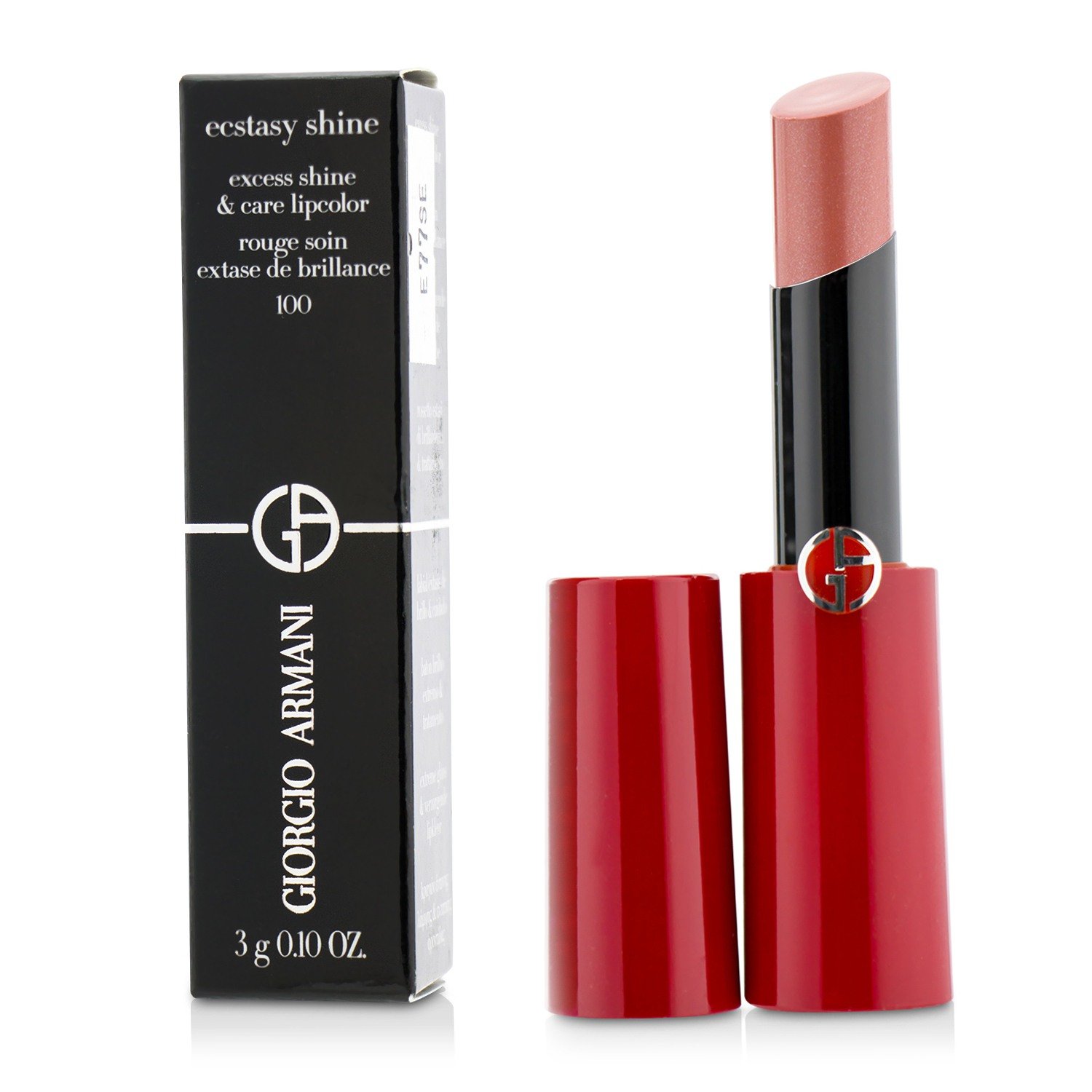 Giorgio Armani Ecstasy Shine Excess Shine & Care Lipcolor - #100 Smile 3g/0.1oz - Hydrating Lipstick for Long-Lasting Shine & Moisture - Perfect for Everyday Wear & Special Occasions