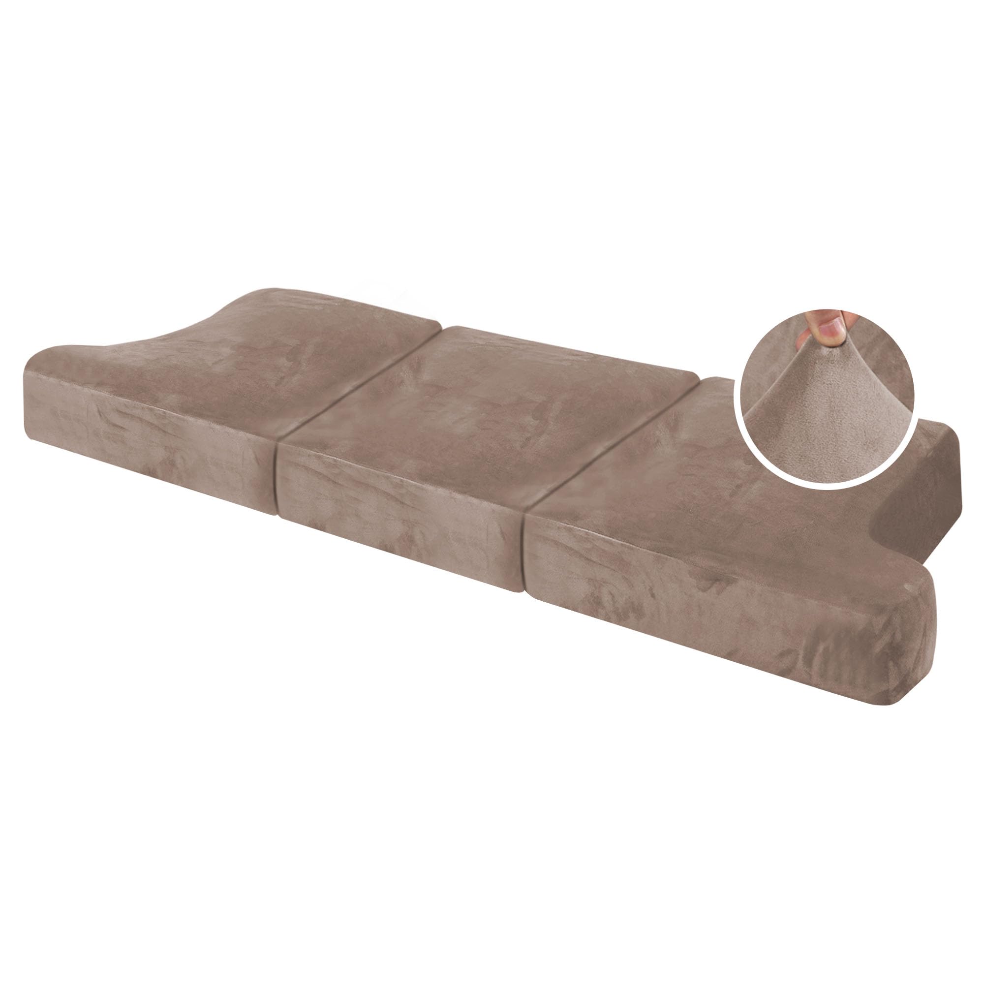H.VERSAILTEX 3-Piece Stretch Velvet Sofa Slipcover Set - Soft T-Cushion Covers for 3-Seater Couches, Non-Slip Taupe Velvet Couch Protector (Fits Most Sofas) - Perfect for Living Room, Home Decor & Pet-Friendly Furniture Protection