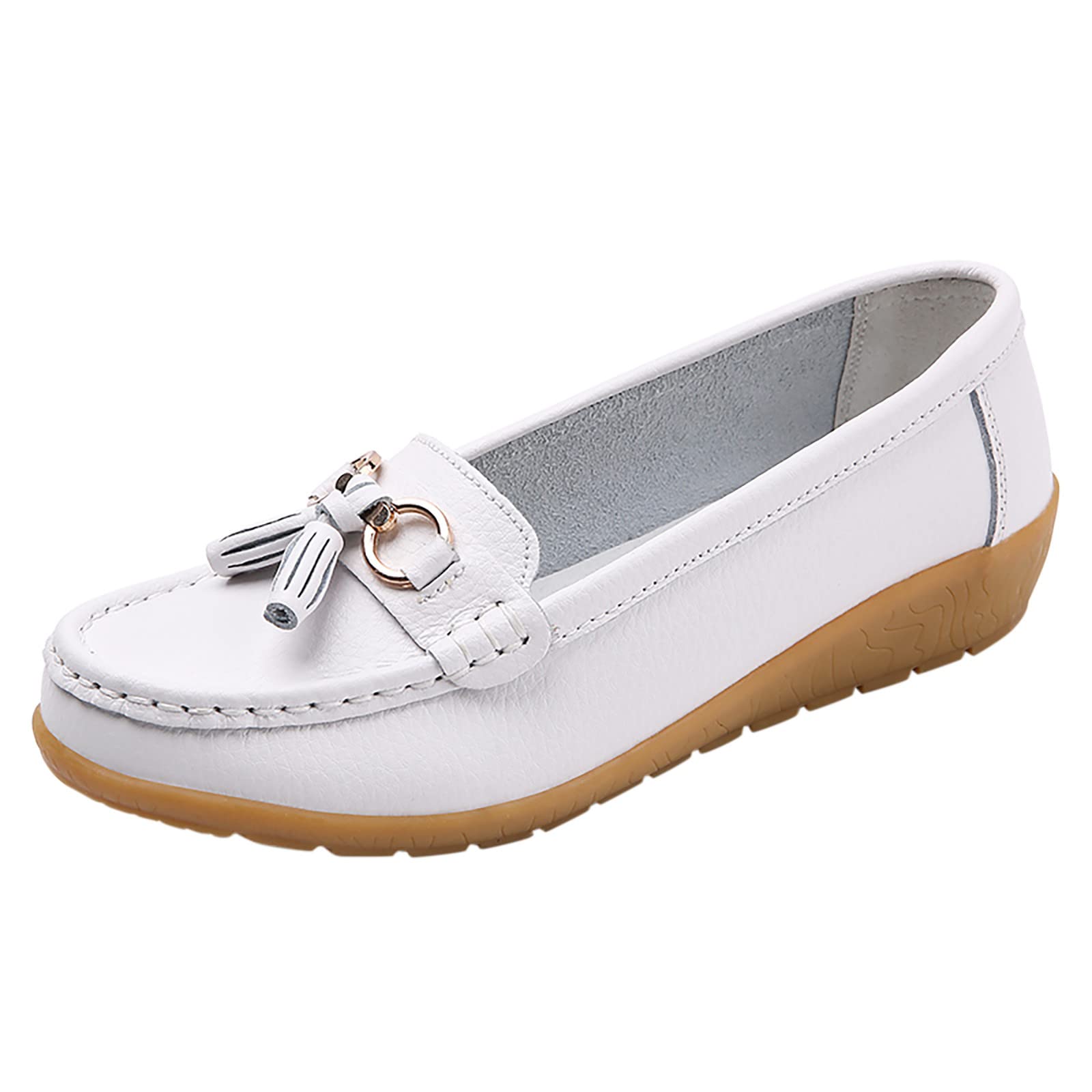 MLAGJSS Women's Comfortable Leather Loafers - Slip On Flat Walking Shoes for Women - Perfect for Work, Travel & Everyday Wear