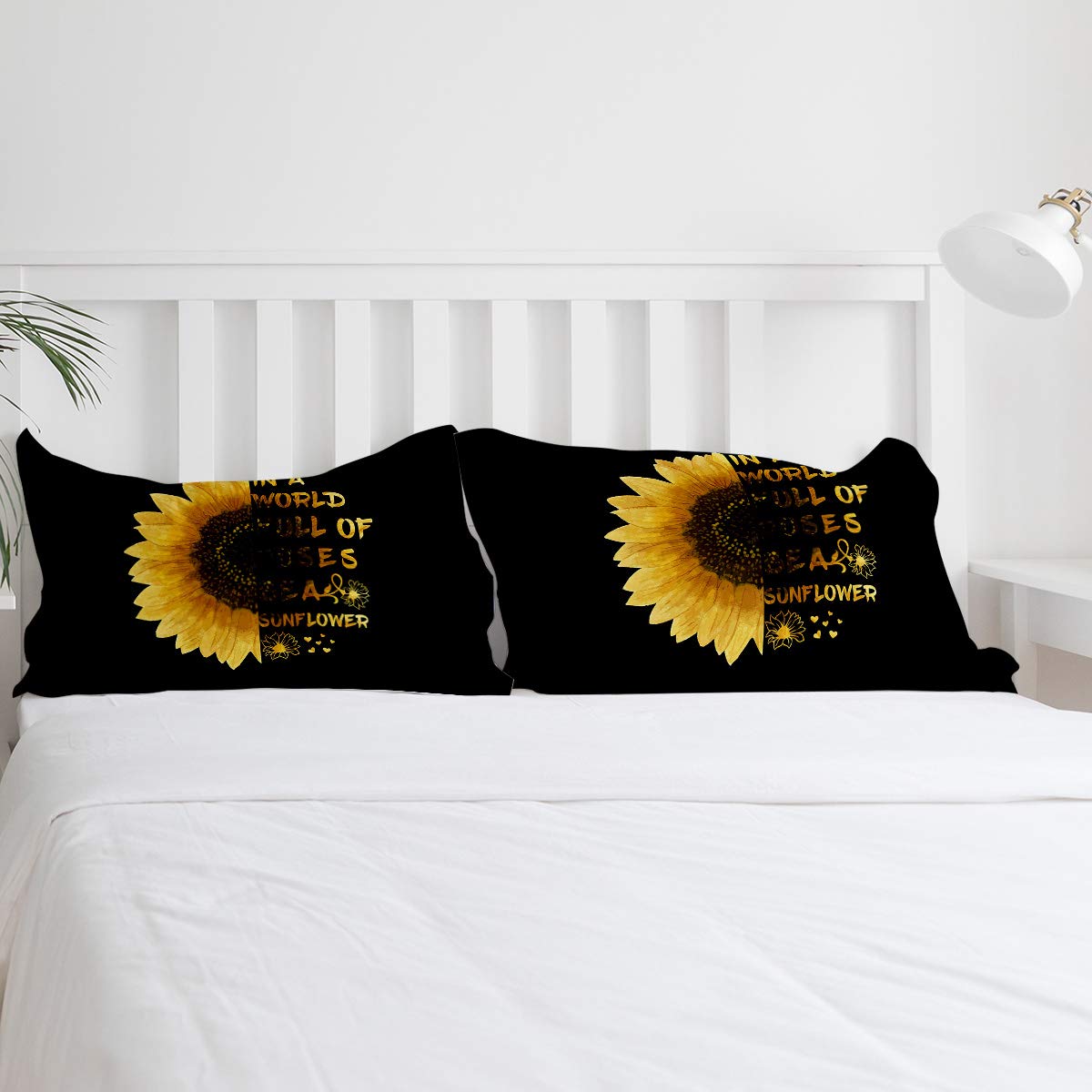 LooPoP Sunflower California King Bedding Set - 3 Piece Comforter Duvet Cover with Pillow Shams for Teens, Boys & Girls - Inspirational Text Design - Perfect for Bedroom Decor, Dorm Room Essentials & Cozy Home Makeover