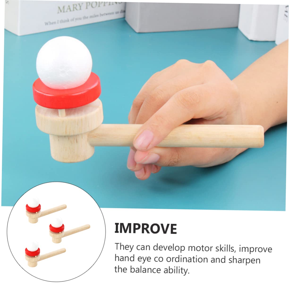 GARVALON 3-Piece Wooden Blower Whistles Ball Toy Set - Floating Ball Game for Kids, Brain Development & Outdoor Play - Perfect for Birthday Parties, Backyard Fun & Sensory Play