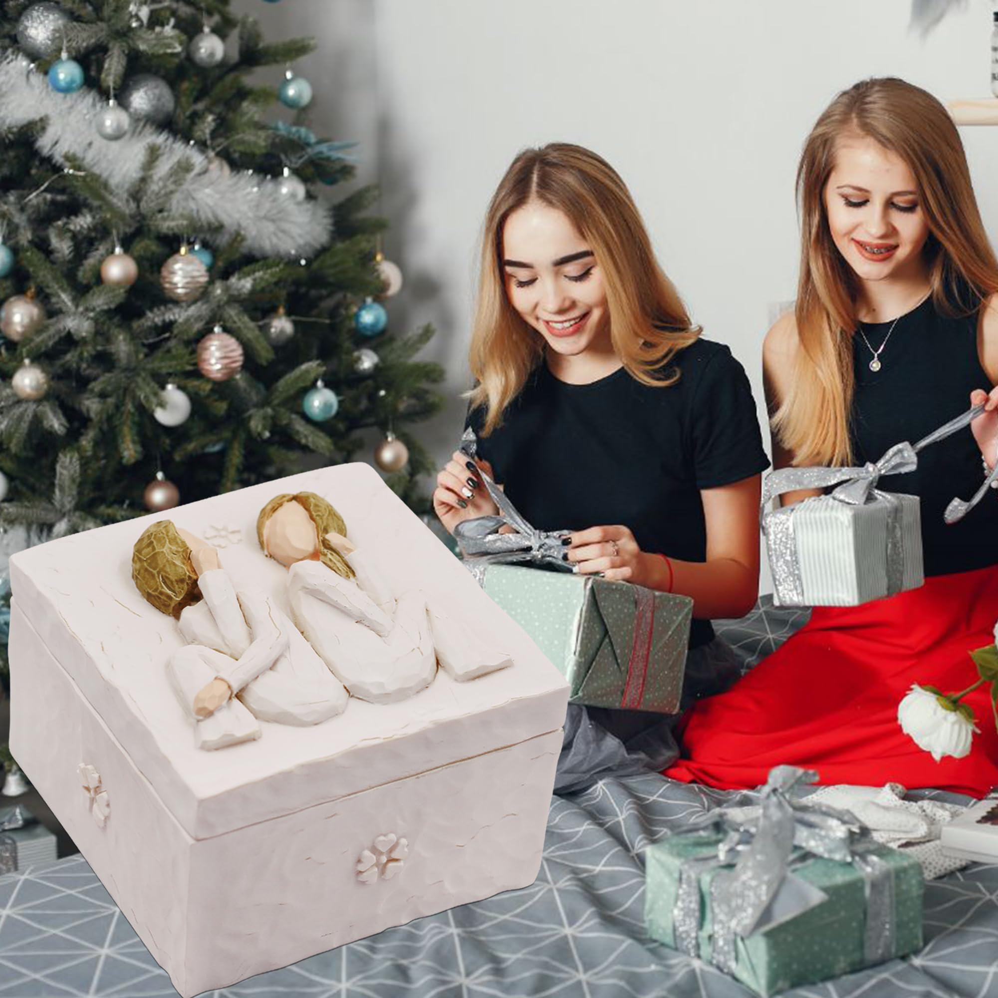 Hand-Painted Keepsake Friendship Gift Box for Women - Unique Birthday & Christmas Present for Best Friends - Perfect for Jewelry Storage & Memory Keepsakes