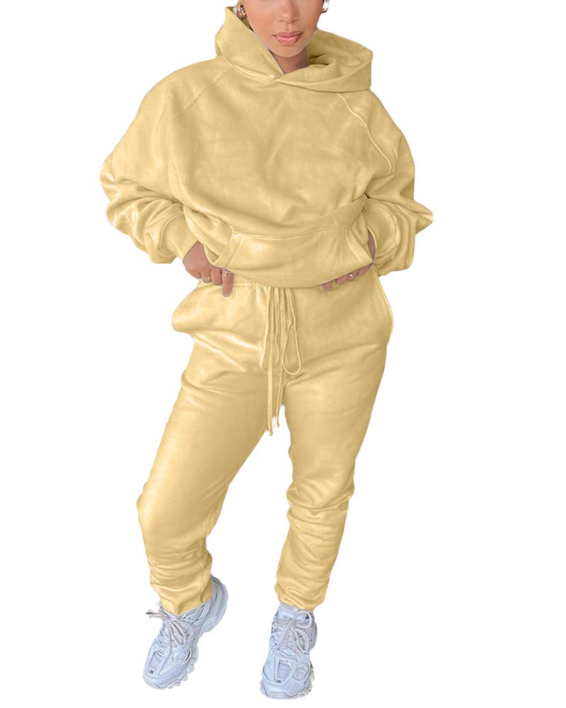 Women's Casual Sweatsuit Set - Long Sleeve Pullover Hoodie & Jogger Pants for Lounge, Workout, and Everyday Wear