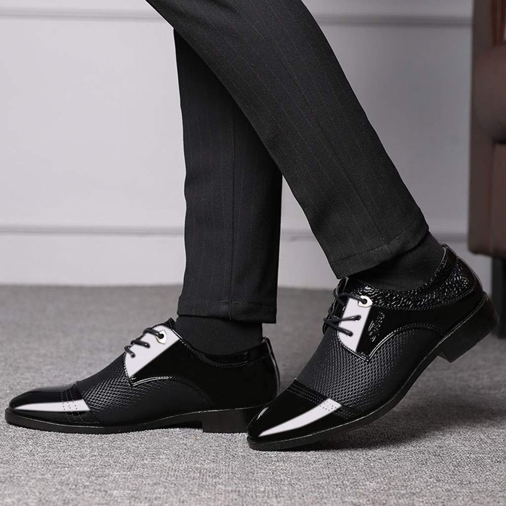 IQYU Men's Leather Boat Shoes - Comfortable Lace-Up Dress Shoes for Business, Casual & Wedding - Outdoor Walking & Formal Occasions - Size 43