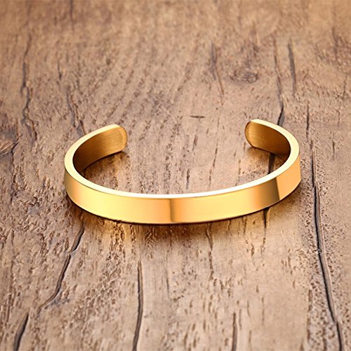 Stylish Men's Gold-Tone Stainless Steel Cuff Bracelet - 2.5