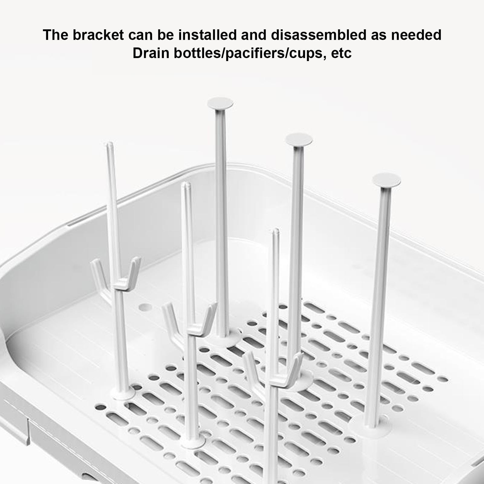 Baby Bottle Drying Rack with Lid - Large Space Saving Organizer with Removable Drain Tray | Portable & Dustproof Bottle Storage for Kitchen Cabinet | Perfect for Breastfeeding, Baby Care & Nursery Organization